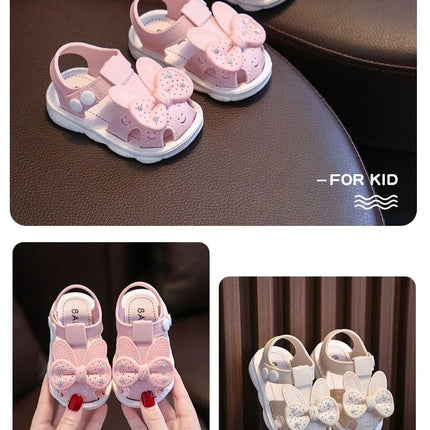 Solid Bow Children's Summer Shoes Cute PVC Beach Non Slip Sandals For Baby Girls Footwear Soft Infant Kids Fashion Sandals