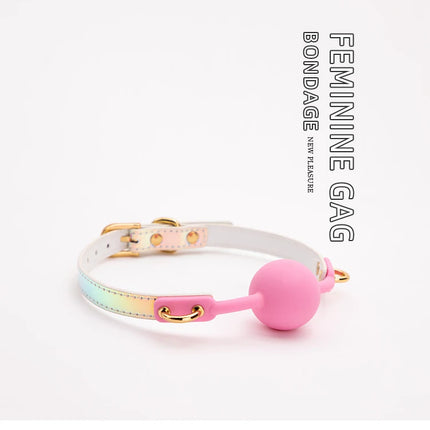 Soft Silicone Ball Gag Oral Fixation Bondage Mouth Gag Mouth Stuffed PU Leather Band Sex Toys for Couples Adult Games 18+