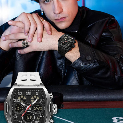 Men Dual Display Watches For Male Clock 2025 Top Brand Luxury Military Silicone Band Men Wrist Watches Sports Digital Wristwatch