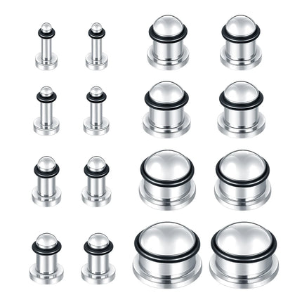 2pcs 1.6-16mm Stainless Steel Ear Plugs Tunnels Silver Color Ear Gauge Stretching Kit Jewelry for Women Men