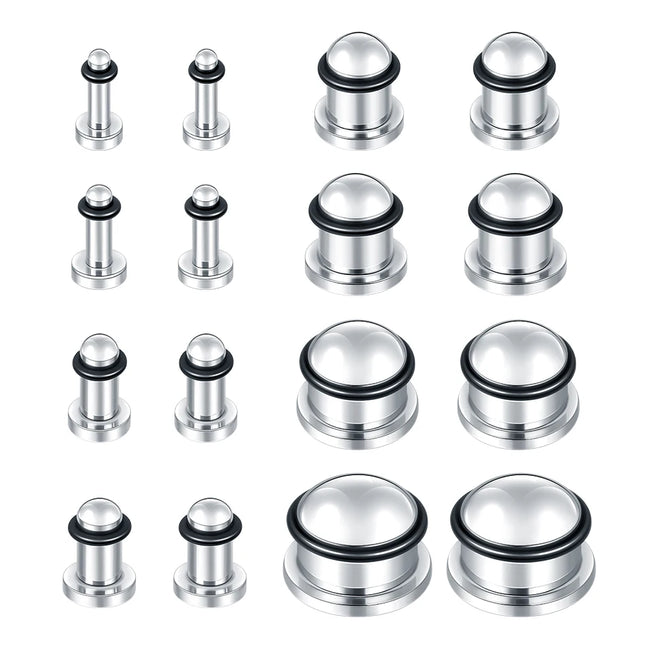 2pcs 1.6-16mm Stainless Steel Ear Plugs Tunnels Silver Color Ear Gauge Stretching Kit Jewelry for Women Men