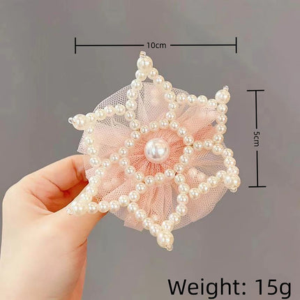 Crown Pearl Hair Clips for Baby Girl Cute Mesh Gauze Fairy Hairpins Korean Barrettes Kids Hair Accessories Headwear