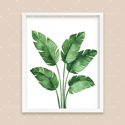 Bohemian Watercolor Tropical Plant Canvas Painting Monstera Banana Leaf Eucalyptus and Fern Art Posters Aesthetic Bedroom Decor