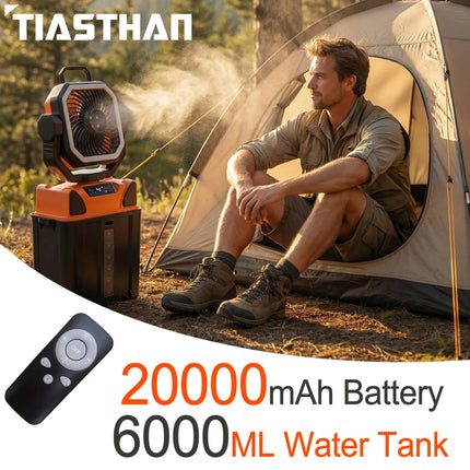 50000mAh Portable Camping Fan with  Remote Contral 4 Wind Speeds Fast Charging for Outdoor Fishing Travel Cooling Electric Fan