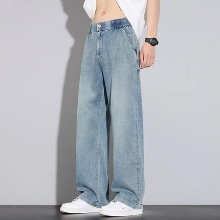 67% Lyocell Jeans Men's Spring/Summer Thin Straight Loose High Quality
