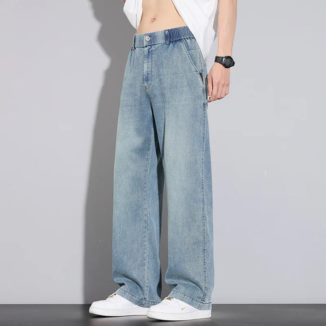 67% Lyocell Jeans Men's Spring/Summer Thin Straight Loose High Quality