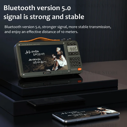 SANSUI F51/F50 Portable FM Radio Video display radio Wireless Bluetooth Speakers Dual TF Card Slot MP4 Music Player Video E-book