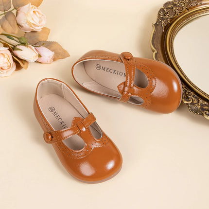 Toddler Little Kid Girls Mary Jane Flats Comfortable Perforated Leather Strap Casual Dress Shoes Versatile Party School Shoes