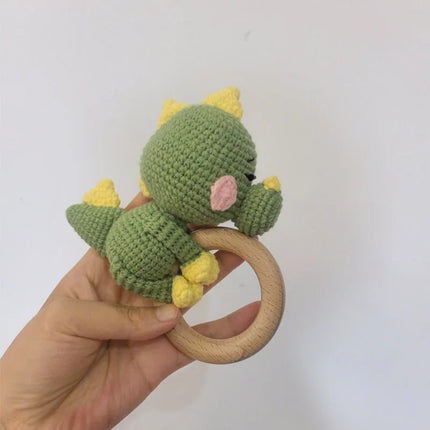 Handmade Crochet Rattle Play Gym Pendant for Kids Ocean Crochet Octopus Rattle Mobile Bell Ring Wooden Babies Gym Montessori Toy
