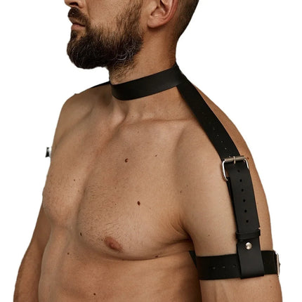 Goth Bdsm Neck Bondage PU Leather Harness Sexy Men Gay Bdsm Belt Erotic Costume Collar Fetish Wear Club Party Sex Accessories