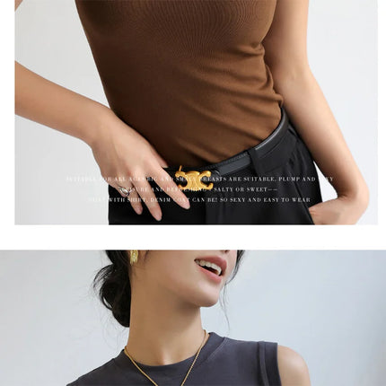 Women's Cotton Round Neck Colorful Basic Sleeveless Undershirt Tops Tees with Coverage for Side Cleavage