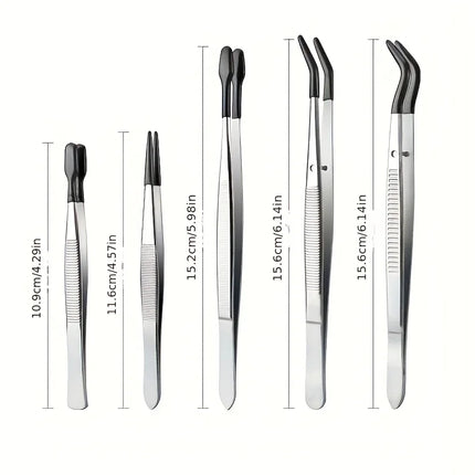 Stainless Steel Tweezers Stainless Steel Plastic-Coated Tweezers For Eyelash Extension Assistance Coin Clips Stamp Clips Tool
