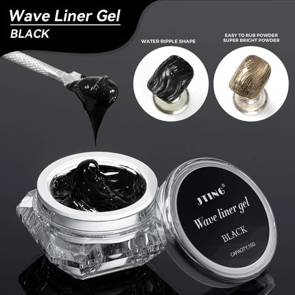 JTING 1/3pcs Professional Black Wave Liner Gel Polish 3D Effect Sticky Diamond Modelling Gel Nail Polish
