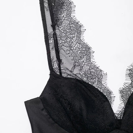 HH Elegant Women's Lace Splice Sexy Satin Sling Top 2026 Spring Summer Fashion Female V-Neck Backless Slimming Underwear Vest