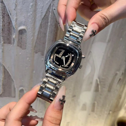 2026New Design Fashion Retro Steel Belt Dual Display Watch Trend Quartz Couple Watch ideal Choice For Birthday & Lover Gifts