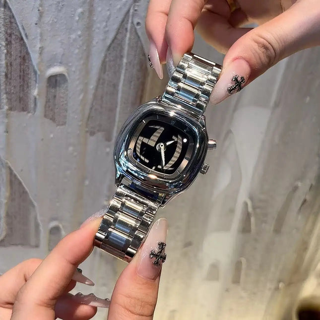 2026New Design Fashion Retro Steel Belt Dual Display Watch Trend Quartz Couple Watch ideal Choice For Birthday & Lover Gifts