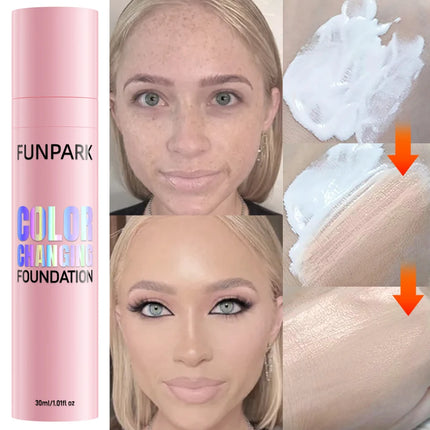 30ml Color Changing Foundation Waterproof Hydrating Transfer-proof Skin Tone Adjust Brightening Korean Makeup Gifts Lightweight