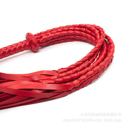 Black&Red Braided Handle Tails Handle Leather Flogger Handmade Horse Whip Horse Racing Flogger New