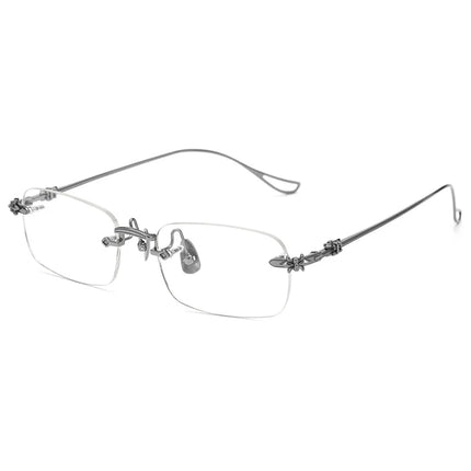 Designer Pure Titanium Fashion Square Frames Frameless Optical Blue Light Prescription Glasses Myopia Hyperopia For Men Women