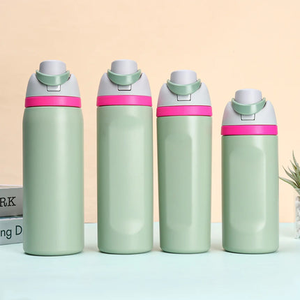 16/19/24/32oz Thermos Cup Fruit Mug Kids Straw Cup Vacuum Flasks Stainless Steel Travel Thermal Water Bottles