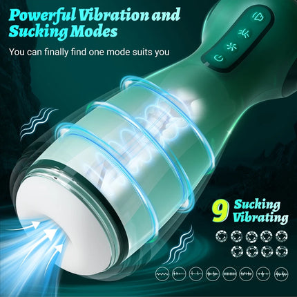 Smart APP Control Pleasure Cup for Men 6 Suction Clamp Vibration Modes Voice Interaction 9 Patterns Magnetic Charging Tech Toy
