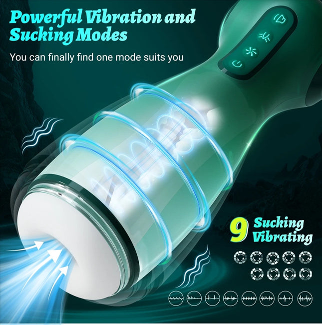 Smart APP Control Pleasure Cup for Men 6 Suction Clamp Vibration Modes Voice Interaction 9 Patterns Magnetic Charging Tech Toy