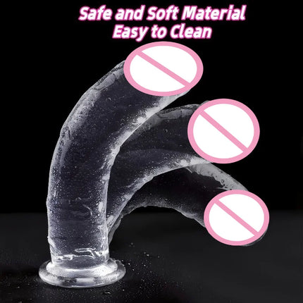Anal Butt Plug Jelly Big Dick Soft Dildo Masturbator Realistic Soft Jelly Suction Cup Penis Adult Sex Toy for Women and Men 18+
