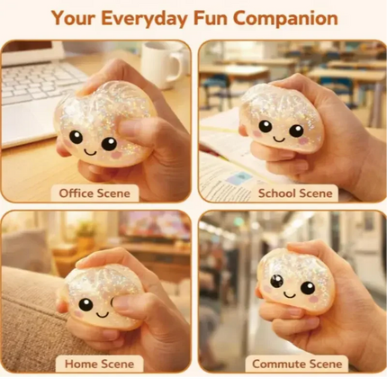 Hot Mini Glitter Dumpling Pressure Ball Sensory Squeeze Toy Realistic Steamer Bun Stress Reliever Soft Pinch Decompression Gifts