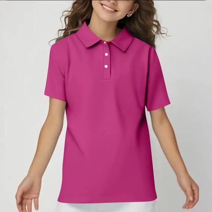 Children's Solid Color Polo Shirt Fashion Sports T-shirt Girl Lapel Casual And Comfortable Short Sleeves Tops