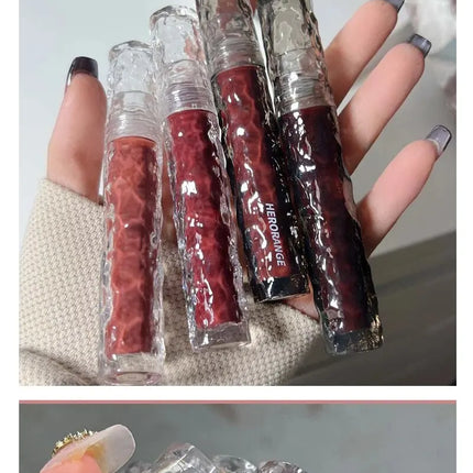 HERORANGEHR292 Glacier Rock Mirror Water Glazed Lip Glaze Moisturizes and Moisturizes, Forming a Film That Is Not Easy to Fade