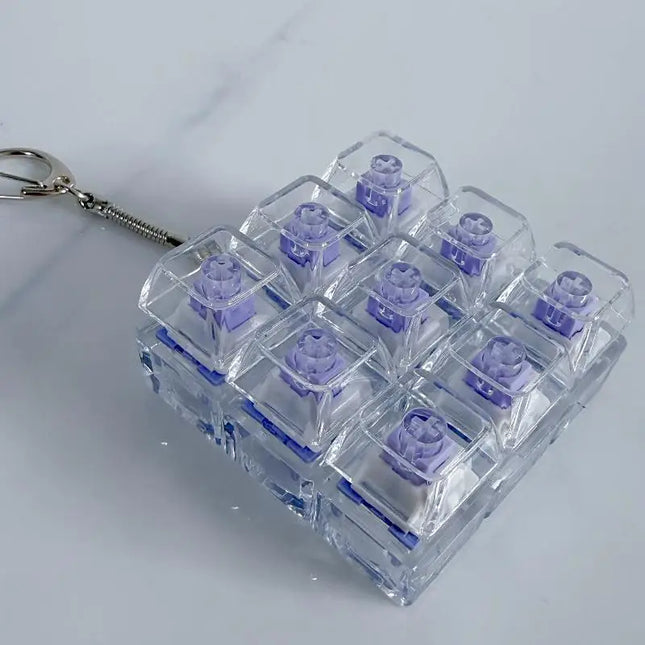 Fingertip Keyboard Clicker Toys 1/2/3/4/9 Key Crystal Keychain Stress Relief Anti-Anxiety Decompression Gadget