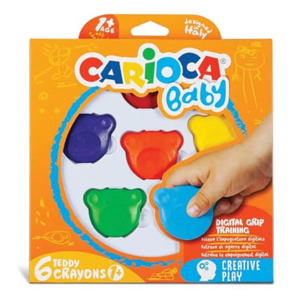 Baby Wax Crayons 6 Bear-Shaped Non-Toxic Crayons for Toddlers, Washable, Chunky First Art Tools, Daycare and Preschool Supplies