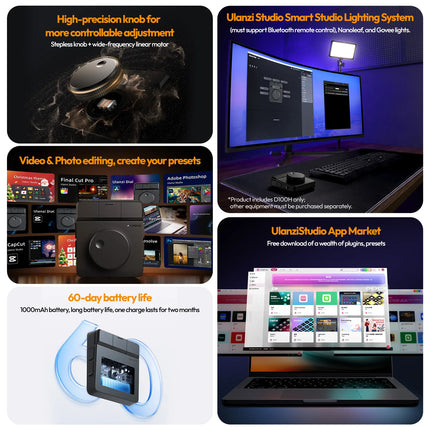 Ulanzi D100H Dial Creative Controller Video Editing Assistant for Youtube Tiktok PR PS Support Bluetooth Key Production Console