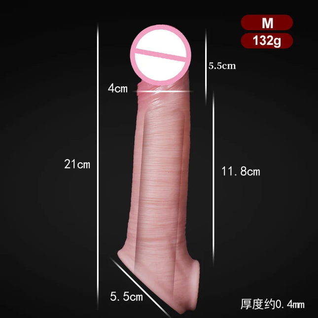Soft  Penis Sleeve Penis Enlarger Large Silicone Condom Real Silicone Cock Enlargers For Man Delay Ejection Extend Dick Sex Toys