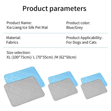 Summer Pet Cooling Pad Non-Toxic Ice Silk Dog Cat Cooling Bed Mat Anti-scratching Reusable Cool Cushion for Dogs Cats