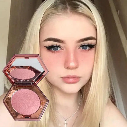 Highlight Powder,Face Highlighter Palette Pink Pearl Shimmer Smooth Baked Powder Face Highlight Contouring Smooth Glitter Powder