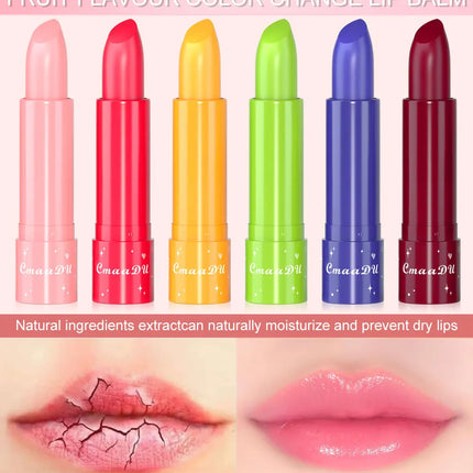 6 Colors Fruity Lip Balm Waterproof Fruit Color Tinted Shine Changing Moisturizing Nourishing lipstick Make Up Lip Care