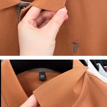 100% pure cotton men's short-sleeved polo shirt, hot-selling summer fashionable horse logo embroidery classic Paul casual T-shirt