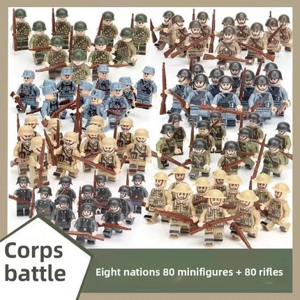 Building blocks World War II soldier figures, marine humanoid dolls educational toys mini figures birthday gifts cartoon figures