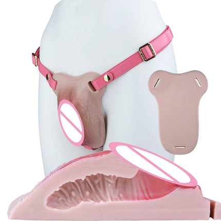 FAAK Male Hiding gaff Panties Male to Female Sex Toy Pads Strapon Insertable  Silicone Fake Vagina Clitoris Pads For Transgende