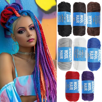 70G Twist Wraps/Roll 70g Black Brazilian Wool Hair Acrylic Yarn For African Synthetic Crochet Hair Jumbo Braids Braids