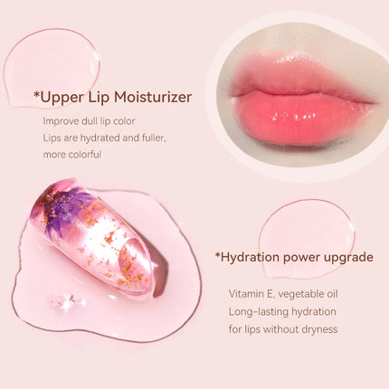 Jelly Crystal Flower Lipstick, Long Lasting Nourishing Moisturizing Anti-Chapped Lip Balm, Temperature Color Changing Lip Gloss
