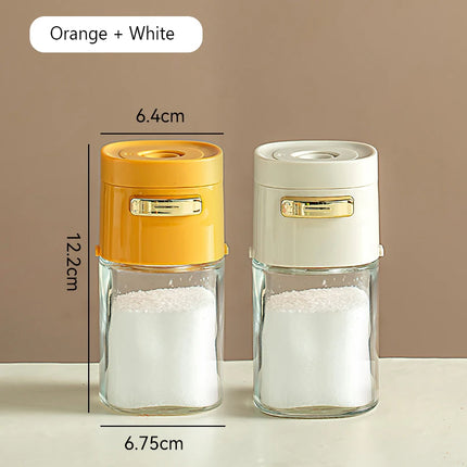 Kitchen Quantitative Salt Bottle Glass Sealed Moisture-Proof Seasoning Jar Outdoor Multi-Purpose Seasoning Box Can Adjustable
