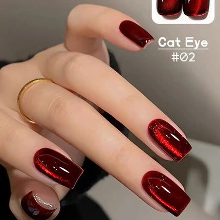 WS 10ML Red Wine Cat Magnetic Gel Nail Polish Glitter Semi Permanant Soak Off UV LED Gel Varnish For Manicure DIY Nail Supplies