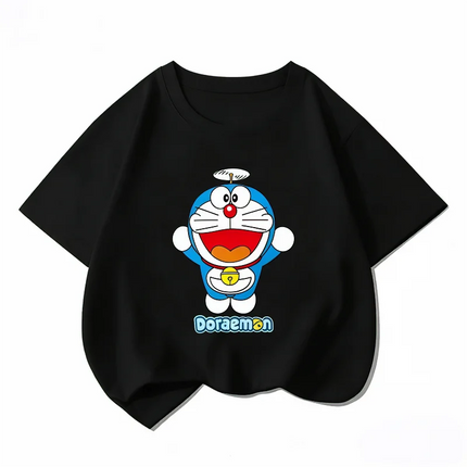 Potdemiel Summer New Doraemon Children's 100% Cotton T-Shirt, Boys and Girls, Casual, Comfortable, Breathable Children's T-Shirt