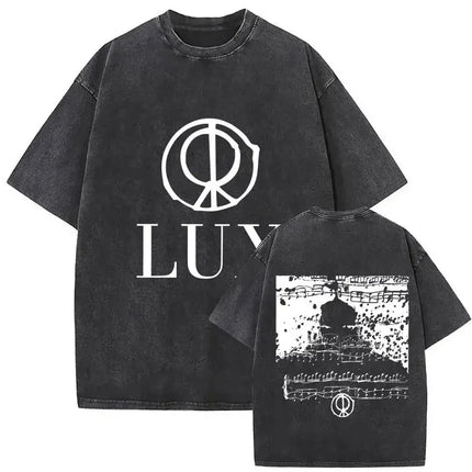 Harajuku Vintage Clothing  Vintage Washed Rosalia Lux Tour 2025 T Shirt Harajuku Aesthetic Oversized T-shirts Unisex