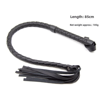 Black Leather Snake Whip BDSM Bondage Spanking Paddle Fetish Roleplay Slave Punishment Adult Sex Toys for Women Men Couples Bed