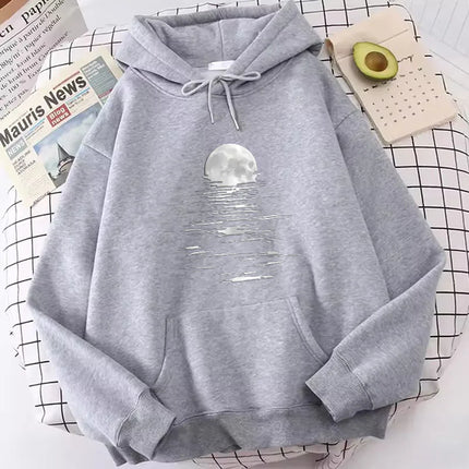 2026 Retro Moon Print Hoodies Spring Autumn Winter Casual Hoodies Sweatshirts Men Women Tops Hoodie Sweatshirt