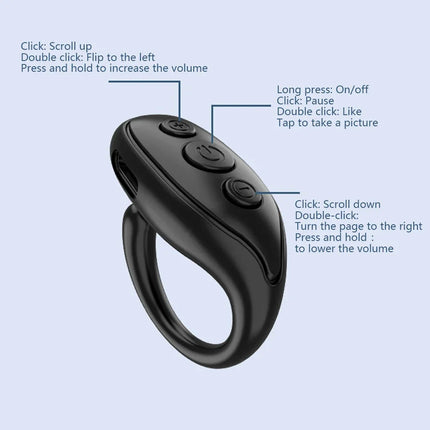 Fingertip Video Bluetooth Controller Tiktok Short Video Page Flipping Like Device Mobile Phone Remote Control Ring Controller