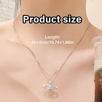 Sparkling Planet Pendant Necklace Simple Necklace Date Jewelry Alloy Texture 964A